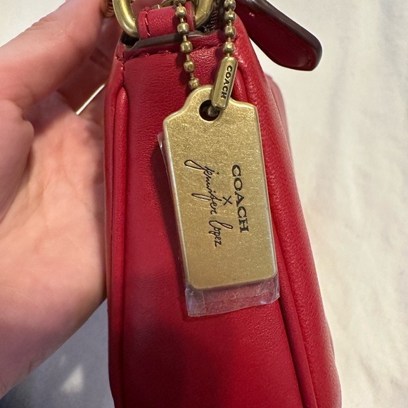 Coach x Jennifer Lopez red with Gold hardware shoulder purse/Clutch Nolita 19 - Picture 6 of 6